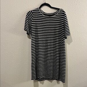 Eileen Fisher Black & White Striped T-Shirt Dress Women’s PM Petite Medium